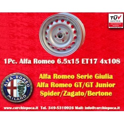 1 Stk Felge Alfa Romeo Campagnolo 6.5x15 ET17 4x108 silver 105 Coupe, Spider, GT GTA GTC, Montreal