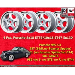 4 pcs. wheels Porsche Speedline 8x18 ET55 10x18 ET47 5x130 silver 964 RS 997 C4 981 986 987 944 928 968 front axle