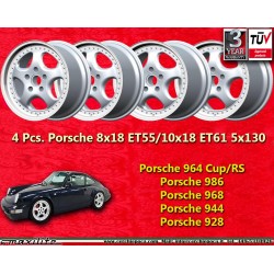 4 pcs. wheels Porsche Speedline 8x18 ET55 10x18 ET61 5x130 silver 964 RS 997 C4 981 986 987 944 928 968 front axle
