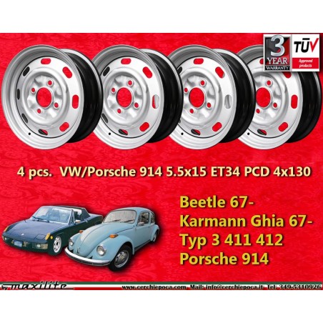 50% off! 1 pc. wheel Volkswagen Porsche OEM 5.5x15 ET34 4x130 silver Beetle 67- Karmann Ghia 67- Typ 3 411 412 Porsche 9