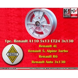 1 Stk Felge Renault Alpine 5x13 ET24 3x130 silver R4 R5 R6
