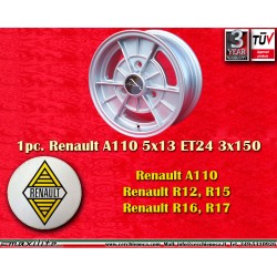 1 pz. cerchio Renault Alpine 5x13 ET24 3x150 silver R12, R15, R16, R17