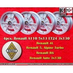 4 pcs. jantes Renault Alpine 5x13 ET24 3x130 silver R4 R5 R6