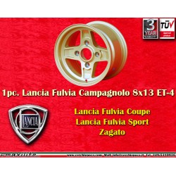 1 Stk Felge Lancia Campagnolo 8x13 ET-4 4x130 silver Fulvia, Zagato, Coupe