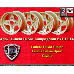 4 pcs. jantes Lancia Campagnolo 8x13 ET-4 4x130 silver Fulvia, Zagato, Coupe