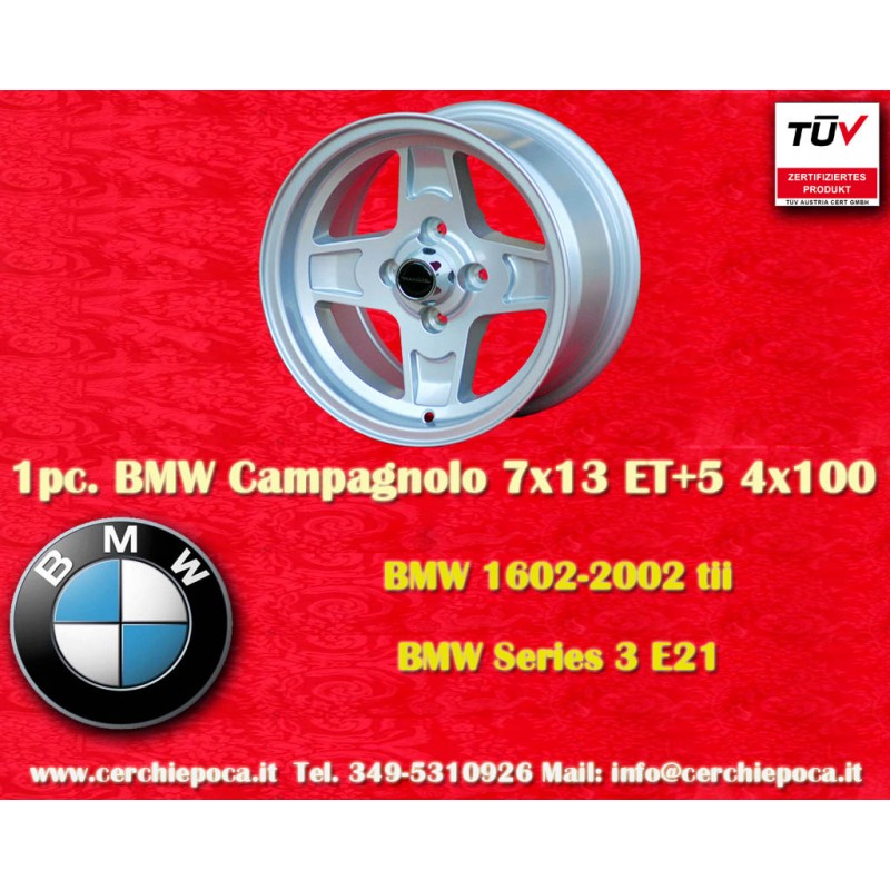 1 Stk Felge BMW Campagnolo 7x13 ET5 4x100 silver Kadett B-C, Manta, Ascona A-B, GT, Olympia A, Rekord C