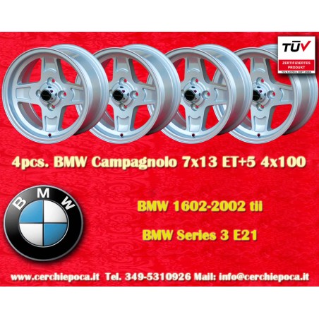 4 Stk Felgen BMW Campagnolo 7x13 ET5 4x100 silver Kadett B-C, Manta, Ascona A-B, GT, Olympia A, Rekord C