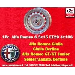 1 Stk Felge Alfa Romeo Campagnolo 6.5x15 ET29 4x108 silver Giulia, 105 Berlina, Coupe, Spider, GTA GTC