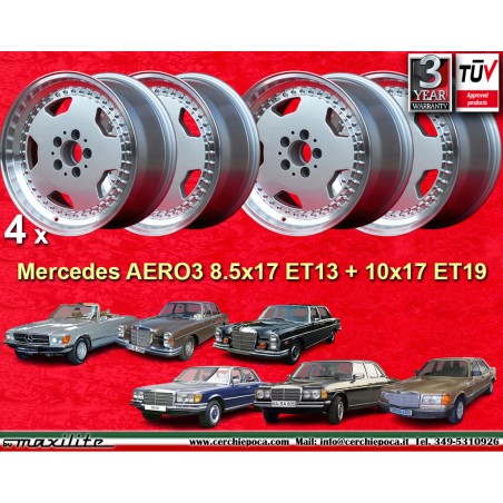 4 cerchi Aero 3 8.5x17 + 10x17 5x112 Mercedes 107 108 109 116 123 126