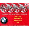 4 pz. cerchi BMW Minilite 7x15 ET5 4x100 silver/diamond cut 1502-2002, 1500-2000tii, 2000C CA CS, 3 E21, E30