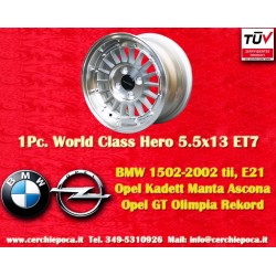 1 pc. jante BMW WCHE 5.5x13 ET7 4x100 silver/diamond cut 1502-2002 tii, 3 E21, Kadett B-C, Manta, Ascona A-B, GT, Olympi