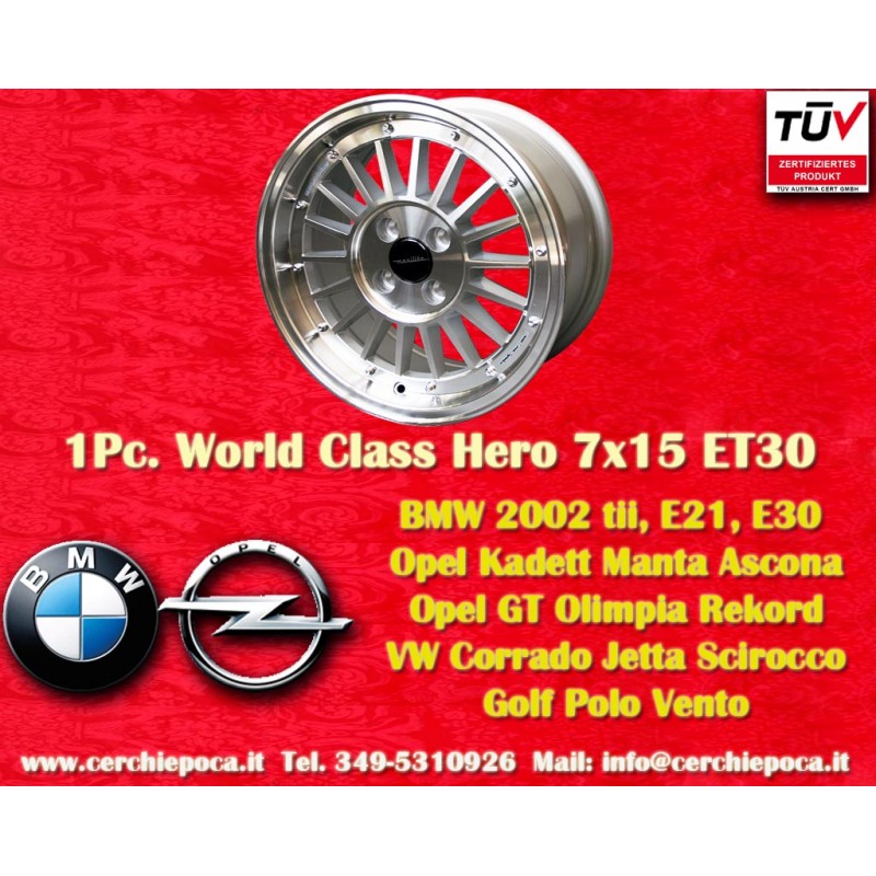 1 pc. wheel BMW WCHE 7x15 ET30 4x100 BMW 1502-2002 tii 3 E30 Opel Kadett B-C Manta Ascona A-B GT Olympia Rekord Volkswag
