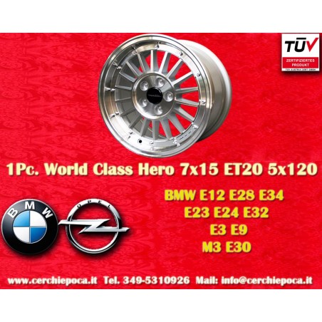 1 Stk Felge BMW WCHE 7x15 ET20 5x120 silver/diamond cut 5 E12, E28, E34, 6 E24, 7 E23, E32, E3, E9, M3 E30