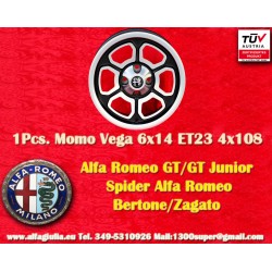 1 pc. jante Alfa Romeo Momo Vega 6x14 ET23 4x108 matt black/diamond cut 105 Berlina, Giulia, Coupe, Spider, GTC