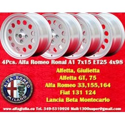 4 Stk Felgen Alfa Romeo Ronal 7x15 ET25 4x98 silver Alfetta, Alfetta GT   GTV, 33, 75 1.6i, 1.8i, 2.0TDI, 90, 155