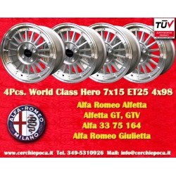 4 Stk Felgen Alfa Romeo WCHE 7x15 ET25 4x98 silver/diamond cut Alfetta Alfetta GT GTV 33 75 1.6i 1.8i 2.0TDI 90 164 Giul