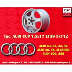 1 pz. cerchio Audi Cup 7.5x17 ET38 5x112 silver T4, Golf, Passat, Beetle, Variant