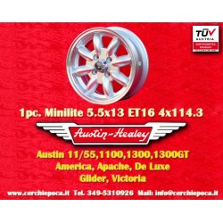 1 pz. cerchio Austin Healey Minilite 5.5x13 ET25 4x114.3 silver/diamond cut 120 140 160 180,Toyota Corolla,Starlet,Carin