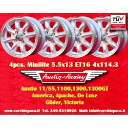 4 pz. cerchi Austin Healey Minilite 5.5x13 ET25 4x114.3 silver/diamond cut 120 140 160 180,Toyota Corolla,Starlet,Carina