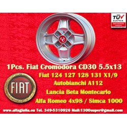 1 pz. cerchio Fiat Cromodora CD30 5.5x13 ET7 4x98 silver 124 Berlina, Coupe, Spider, 125, 127, 128, 131, X1 9