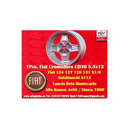 1 pc. jante Fiat Cromodora CD30 5.5x13 ET7 4x98 silver 124 Berlina, Coupe, Spider, 125, 127, 128, 131, X1 9
