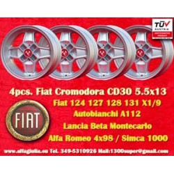 4 pcs. jantes Fiat Cromodora CD30 5.5x13 ET7 4x98 silver 124 Berlina, Coupe, Spider, 125, 127, 128, 131, X1 9