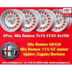 4 Stk Felgen Alfa Romeo Campagnolo 7x15 ET35 4x108 silver 105 Berlina, Giulia, Coupe, Spider, GTC