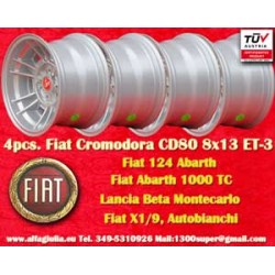 4 pcs. jantes Fiat Cromodora CD80  8x13 ET-3 4x98 silver 124 Spider, Coupe