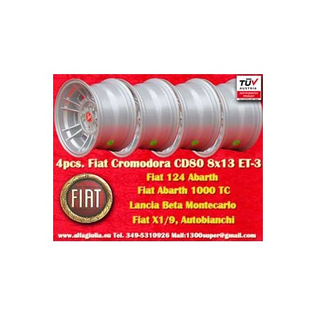 4 pz. cerchi Fiat Cromodora CD80  8x13 ET-3 4x98 silver 124 Spider, Coupe