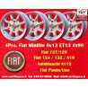 4 pz. cerchi Fiat Minilite 6x13 ET13 4x98 silver/diamond cut 124 Berlina, Coupe, Spider, 125, 127, 131, 132, X1 9, 850