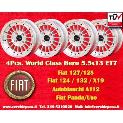 4 Stk Felgen Fiat WCHE 5.5x13 ET7 4x98 silver/chromed/polished Fiat 124 Berlina Coupe Spider 125 127 128 131 X1 9 850