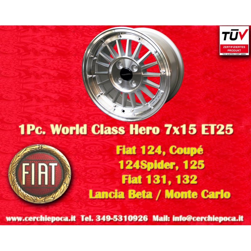 1 pc cerchio Fiat WCHE 7x15 ET25 4x98 silver/diamond cut Fiat 124 Coupe Spider 125 131 132 Lancia Beta Beta Monte Carlo