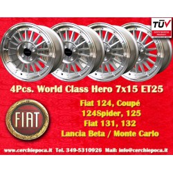 4 pcs cerchi Fiat WCHE 7x15 ET25 4x98 silver/diamond cut Fiat 124 Coupe Spider 125 131 132 Lancia Beta Beta Monte Carlo
