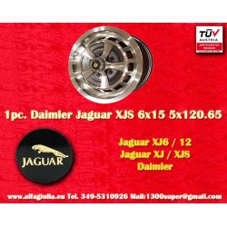 1 pz. cerchio Jaguar Daimler  6x15 ET35 5x120.65 anthracite/diamond cut XJ6 12 Series 1-3, XJS