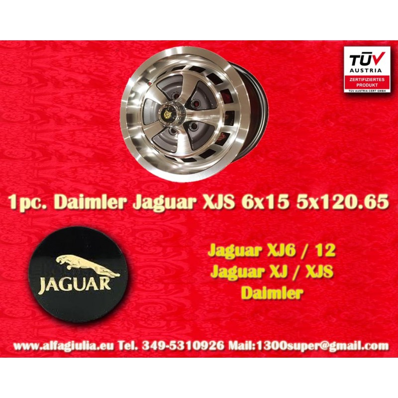 1 pc. jante Jaguar Daimler  6x15 ET35 5x120.65 anthracite/diamond cut XJ6 12 Series 1-3, XJS