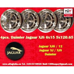 4 Stk Felgen Jaguar Daimler  6x15 ET35 5x120.65 anthracite/diamond cut XJ6 12 Series 1-3, XJS