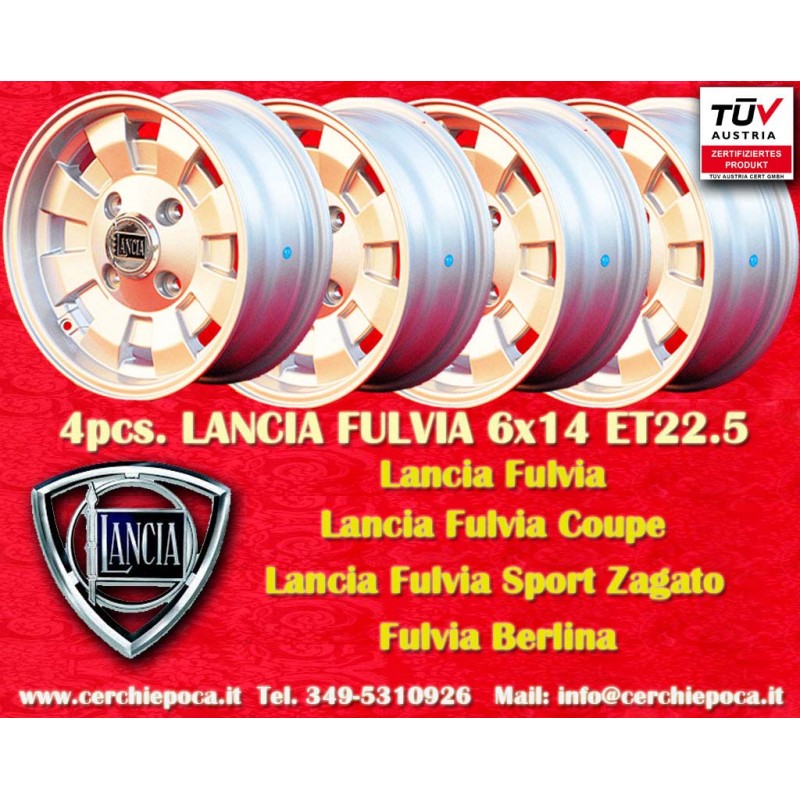 4 pz. cerchi Lancia Cromodora 6x14 ET22.5 4x130 silver Fulvia, 2000
