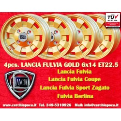 4 pz. cerchi Lancia Cromodora 6x14 ET22.5 4x130 gold Fulvia 2000