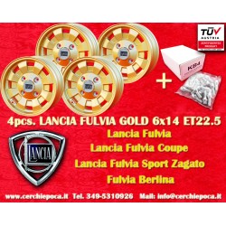 4 pz. cerchi Lancia Cromodora 6x14 ET22.5 4x130 gold Fulvia 2000