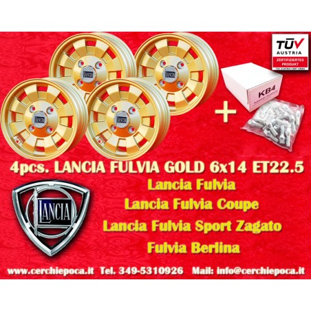 4 Stk Felgen Lancia Cromodora 6x14 ET22.5 4x130 gold Fulvia 2000