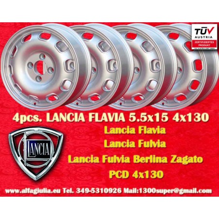 4 Stk Felgen Lancia Tecnomagnesio 5.5x15 ET23 4x130 silver Flavia