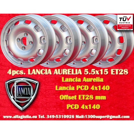 4 Stk Felgen Lancia Tecnomagnesio 5.5x15 ET40 4x145 silver Flaminia