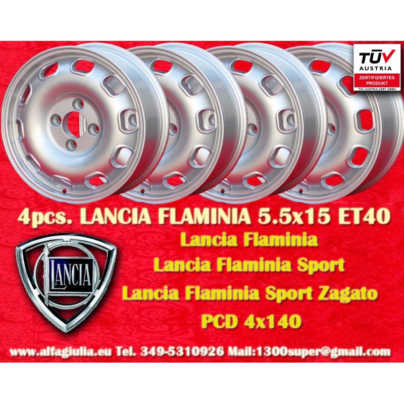 4 pcs. jantes Lancia Tecnomagnesio 5.5x15 ET28 4x145 silver Aurelia Series 1-3