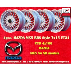 4 pcs. jantes Mazda BBS 7x15 ET24 4x100 silver 3 E21, E30