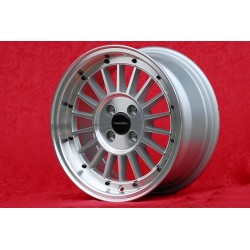 4 pcs. wheels Mazda WCHE 7x15 ET30 4x100 silver/diamond cut BMW 1502-2002 tii, 3 E30, Opel Kadett B-C, Manta, Ascona A-B