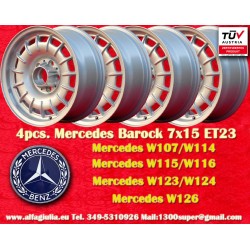 4 pcs. wheels Mercedes Barock 7x15 ET23 5x112 silver 107 108 109 113 114 115 116 123 124 126
