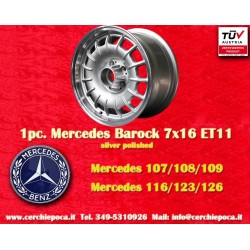 1 Stk Felge Mercedes Barock 7x16 ET11 5x112 silver/polished 107 108 109 116 123 126