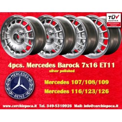 4 pz. cerchi Mercedes Barock 7x16 ET11 5x112 silver/polished 107 108 109 116 123 126