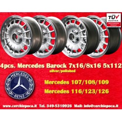 4 pcs. jantes Mercedes Barock 7x16 ET11 8x16 ET11 5x112 silver/polished 107 108 109 116 123 126