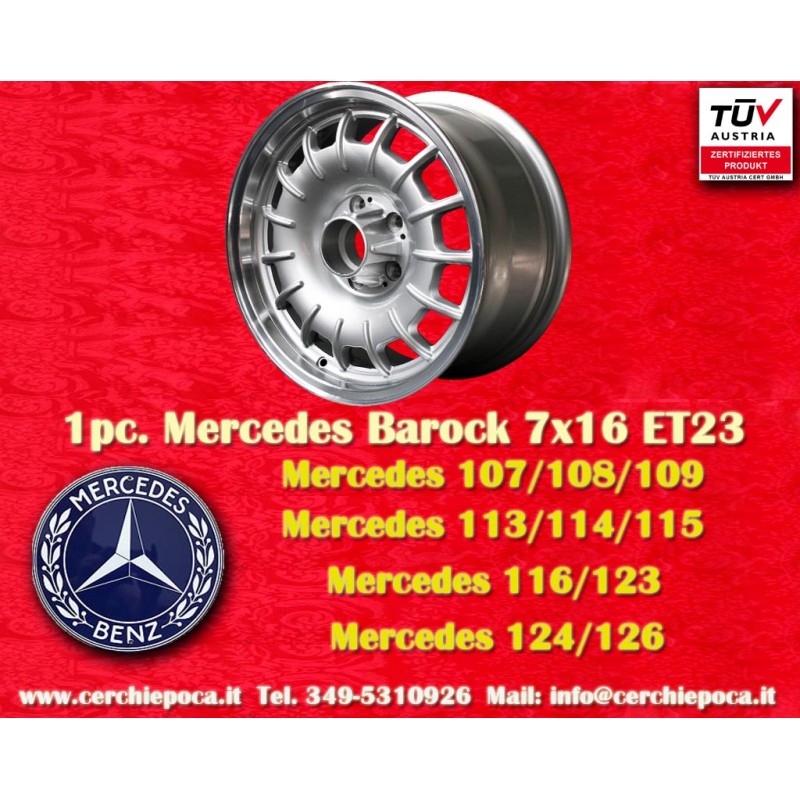 1 pz. cerchio Mercedes Barock 7x16 ET23 5x112 silver/polished 107 108 109 113 114 115 116 123 124 126